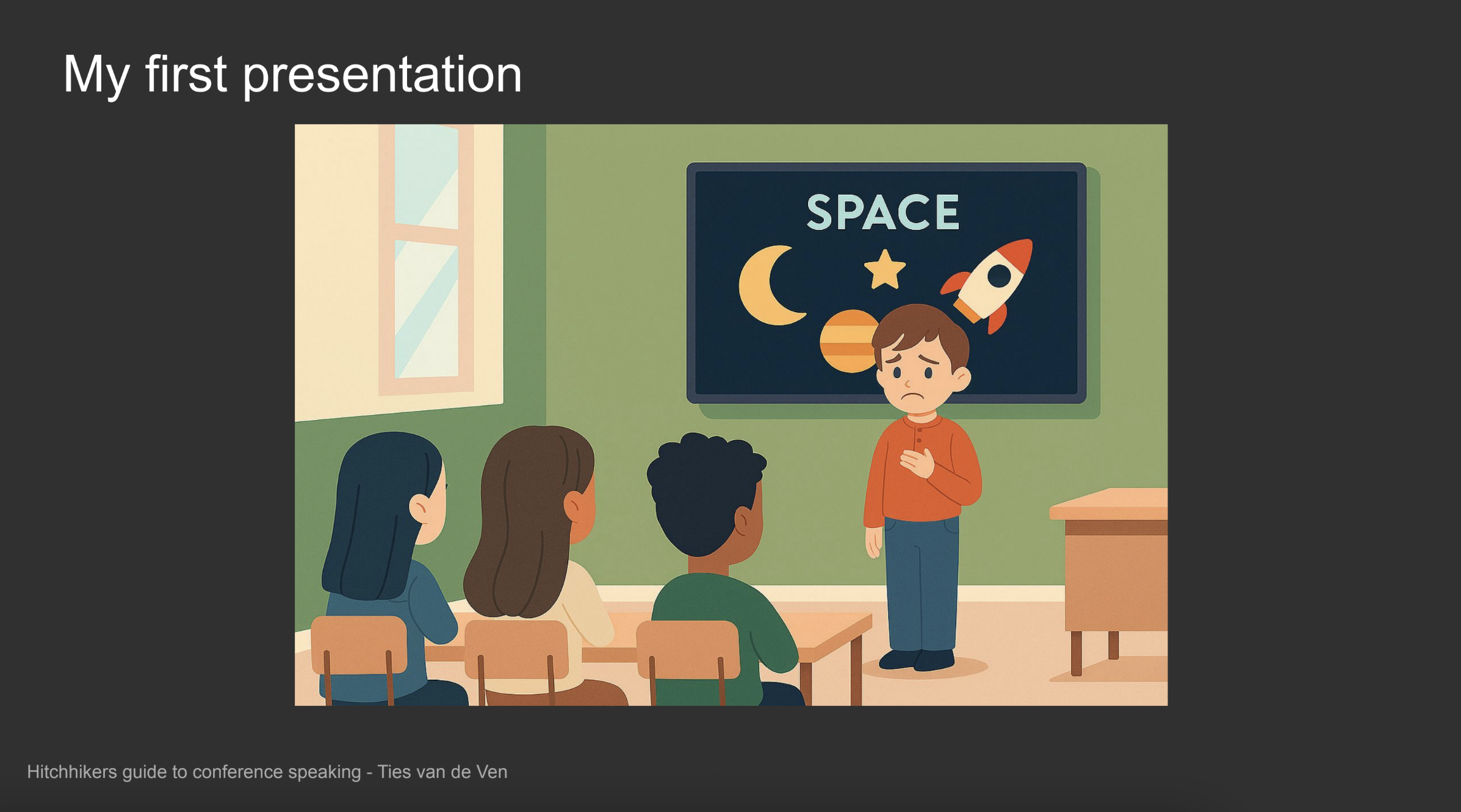 Ties van de Ven’s Hitchhiker’s Guide to Conference Speaking presentation slide
